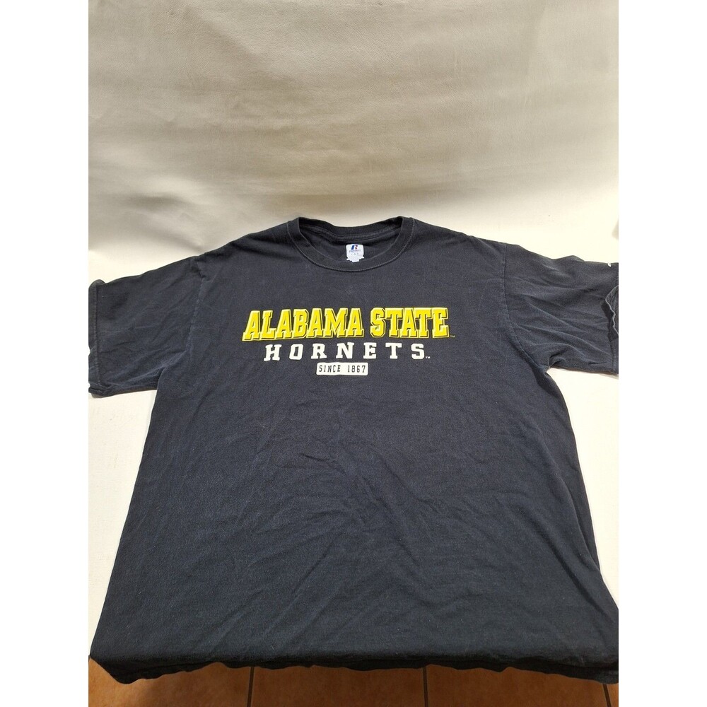 Alabama State University Russell Mens T Shirt ASU Hornets Black Graphic Size L